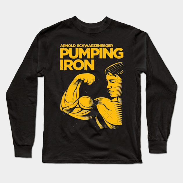 Arnold Schwarzenegger Pumping Iron Bodybuilding Long Sleeve T-Shirt by Lily correan